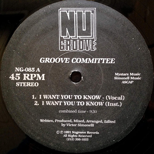 GROOVE COMMITTEE // I WANT YOU TO KNOW (VOCAL/INST) / RAIN ON ME / LET'S GROOVE IT