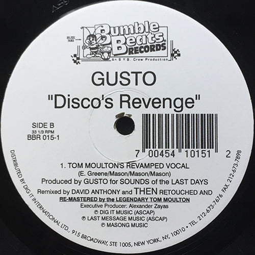 GUSTO // DISCO'S REVENGE (TOM MOULTON'S REVEMPED VOCAL) / (JOHNNY VICIOUS REMIX)