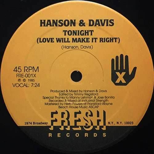 HANSON & DAVIS // TONIGHT (LOVE WILL MAKE IT RIGHT) (3VER)