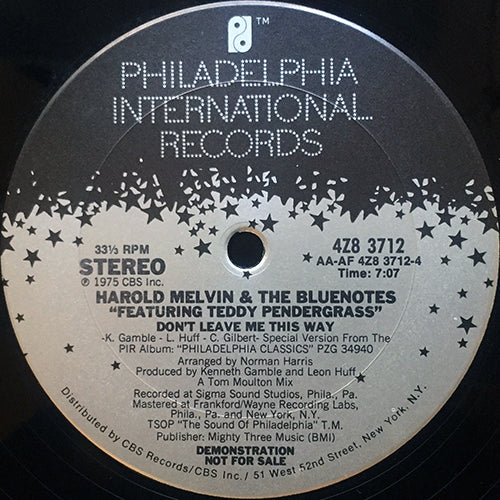 HAROLD MELVIN & THE BLUE NOTES feat. TEDDY PENDERGRASS // DON'T LEAVE ME THIS WAY (7:07) / BAD LUCK (6:50)