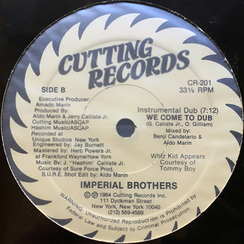 IMPERIAL BROTHERS // WE COME TO ROCK (6:24) / WE DUB TO SCRATCH (6:54) / WE COME TO DUB (7:12)