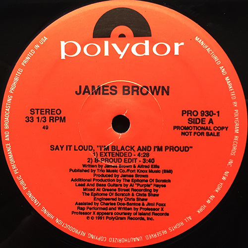 JAMES BROWN // SAY IT LOUD, "I'M BLACK AND I'M PROUD" (HIP HOP REMIX) (3VER) / B-BLACK, B-PROUD, B-BEAUTIFUL