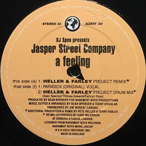 DJ SPEN presents JASPER STREET COMPANY // A FEELIN' (LENNY FONTANA REMIX & ORIGINAL) (5VER)