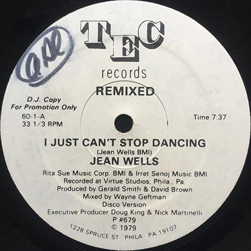 JEAN WELLS // I JUST CAN'T STOP DANCING (REMIXED) (7:37) / INST (6:27)