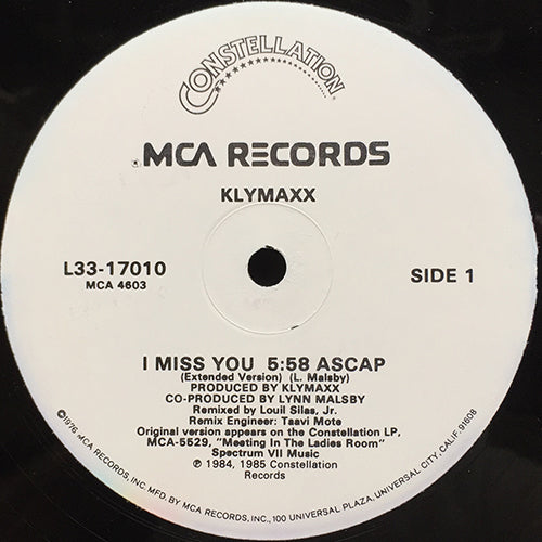 KLYMAXX // I MISS YOU (5:58/5:32) / INST (5:58)