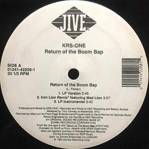 KRS ONE feat. MAD LION // RETURN OF THE BOOM BAP (3VER) / MORTAL THOUGHT (I MUST ROCK THE MIC) (3VER)