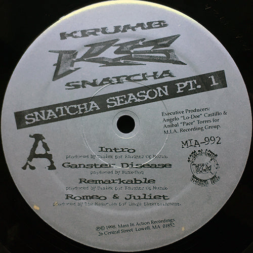 KRUMB SNATCHA // SNATCHA SEASON PT. 1 (EP) inc. GANGSTER DISEASE / REMARKABLE / ROMEO & JULIET / HIP HOP / CLOSER TO GOD / EVERYDAY STRUGGLE / HUSTLERS & HARDCORE