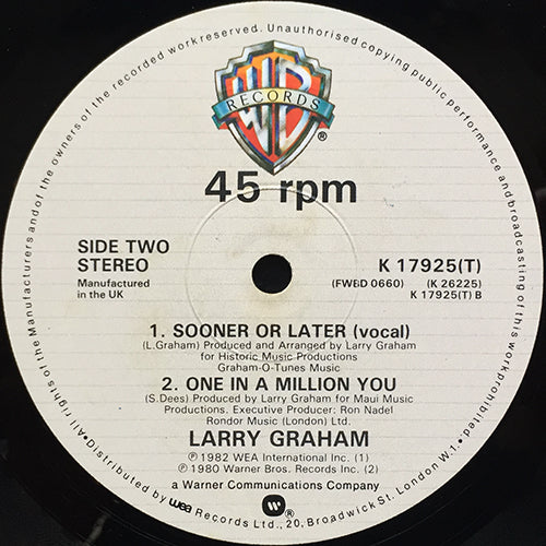 LARRY GRAHAM // SOONER OR LATER (INSTRUMENTAL) / (VOCAL) / ONE IN A MILLION YOU