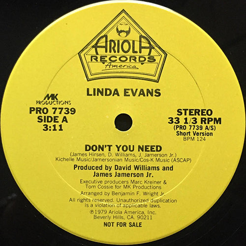 LINDA EVANS // DON'T YOU NEED (5:57/3:11)