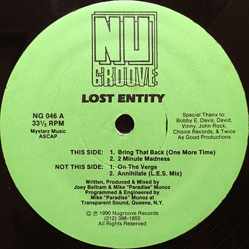 LOST ENTITY // BRING THAT BACK (ONE MORE TIME) / 2 MINUTES MADNESS / ON THE VERGE / ANNIHILATE