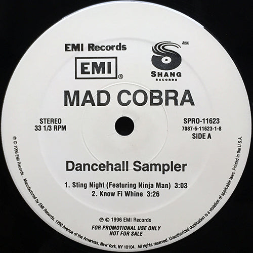 MAD COBRA // DANCEHALL SAMPLER (EP) inc. STING NIGHT / KNOW FI WHINE / PLANT IT / HONEY & MONEY / IT'S A SHAME