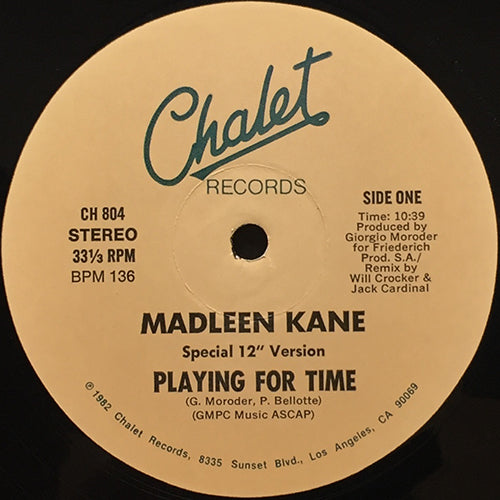 MADLEEN KANE // PLAYING FOR TIME (SPECIAL 12" VERSION) (10:39) / THE LONELY ONE (3:44)