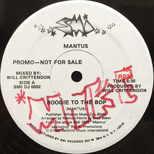 MANTUS // BOOGIE TO THE BOP (6:30) / SLIDIN' TO THE MUSIC (5:30)