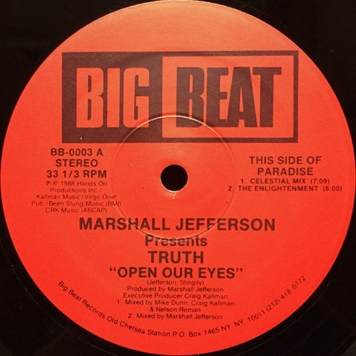 MARSHALL JEFFERSON presents TRUTH // OPEN OUR EYES (4VER)