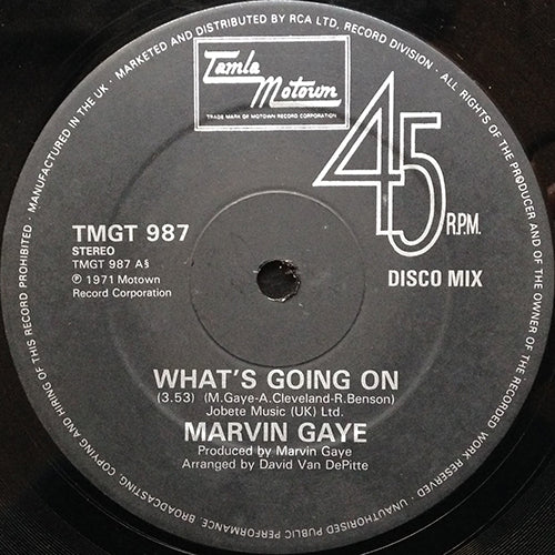 MARVIN GAYE // WHAT'S GOING ON (3:53) / I HEARD IT THROUGH THE GRAPE VINE (4:57) / WHENEVER I LAY MY HAT (2:12)
