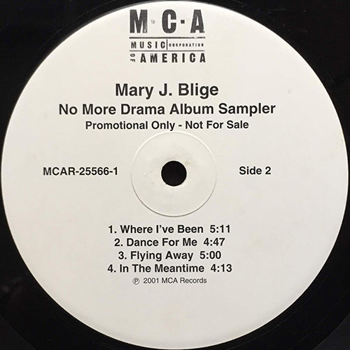 MARY J. BLIGE // 8 TRACK ALBUM SAMPLER inc. LOVE / STEAL AWAY / NO MORE DRAMA / KEEP IT MOVIN' /  WHERE I'VE BEEN / DANCE FOR ME / FLYING AWAY / IN THE MEANTIME