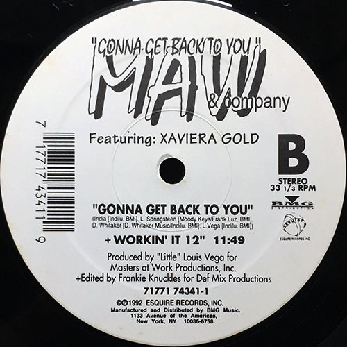 MAW & COMPANY feat. XAVIERA GOLD // GONNA GET BACK TO YOU (3VER)