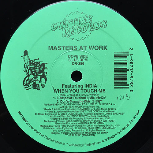 MASTERS AT WORK feat. INDIA // WHEN YOU TOUCH ME (E-SMOOVE & MAURICE JOSHUA REMIX) (4VER)