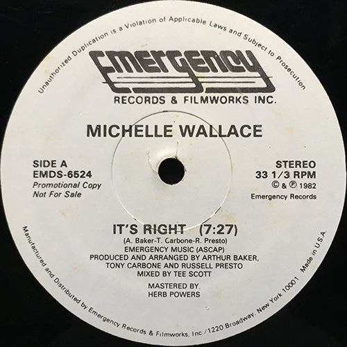 MICHELLE WALLACE // IT'S RIGHT (7:27) / TEE'S RIGHT (INSTRUMENTAL) (5:55)