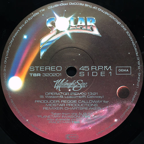 MIDNIGHT STAR // OPERATOR (REMIX) (13:21) / (PARTY MIX) (5:58) / SCIENTIFIC LOVE (PARTY MIX) (5:25)