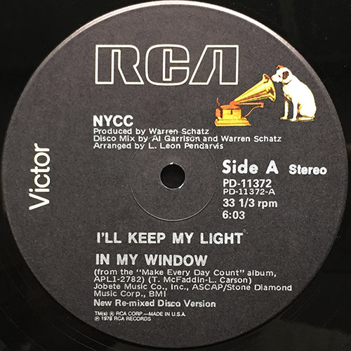 NYCC // I'LL KEEP MY LIGHT IN MY WINDOW (NEW RE-MIXED DISCO VERSION) (6:03) / MAKE EVERY DAY COUNT (NEW RE-MIXED DISCO VERSION) (6:06)