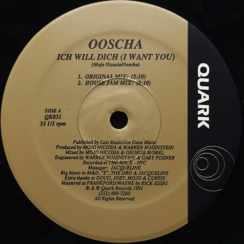 OOSCHA // ICH WILL DICH (I WANT YOU) (3VER) / NEVER TOO LATE (2VER)