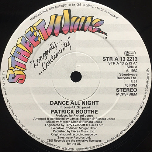 PATRICK BOOTHE // DANCE ALL NIGHT (5:15) / INST (4:33)