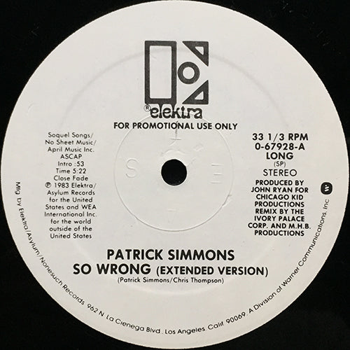 PATRICK SIMMONS // SO WRONG (EXTENDED VERSION) (5:22) / (LP VERSION) (3:23)