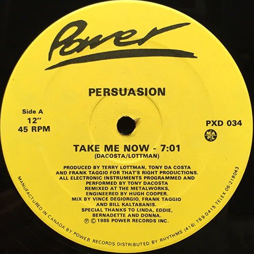 PERSUASION // TAKE ME NOW (7:01) / (INSTRA-DUB VERSION) (6:35)