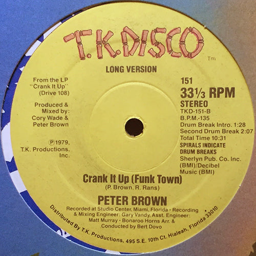 PETER BROWN // CRANK IT UP (FUNK TOWN) (8:00) / (10:31)