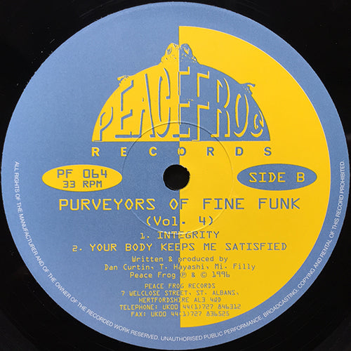 PURVEYORS OF FINE FUNK // VOL. 4 (EP) inc. SPACE PIMPS FROM PLANET X / THE TRUTH FOR YOU / INTEGRITY / YOUR BODY KEEPS ME SATISFIED