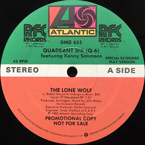 QUADRANT SIX feat. KENNY SIMMONS // THE LONE WOLF (SPECIAL EXTENDED PLAY VERSION) (7:57) / (VOCAL) (5:50) / (INST) (6:50)