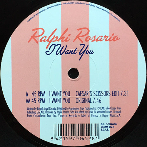 RALPHI ROSARIO // I WANT YOU (CAESAR'S SCISSORS EDIT) / (ORIGINAL)