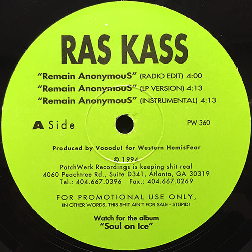 RAS KASS // REMAIN ANONYMOUS (3VER) / E.T.C. (3VER)