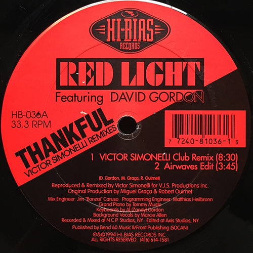 RED LIGHT feat. DAVID GORDON // THANKFUL (VICTOR SIMONELLI REMIXES) (5VER)