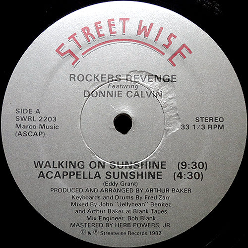 ROCKERS REVENGE feat. DONNIE CALVIN // WALKING ON SUNSHINE '82 (9:30/4:30) / ACAPPELLA SUNSHINE (4:30) / ROCKIN' ON SUNSHINE (10:30)
