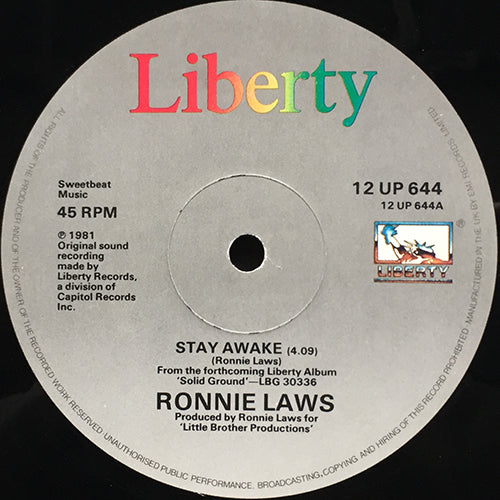 RONNIE LAWS // STAY AWAKE (4:09) / HEAVY ON EASY (4:06)