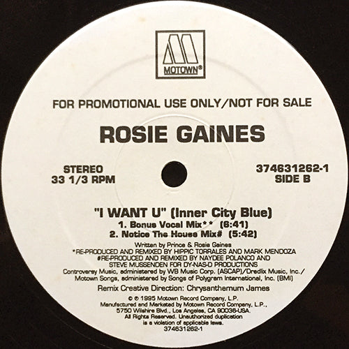 ROSIE GAINES // I WANT U (INNER CITY BLUES) (HOUSE REMIXES) (4VER)