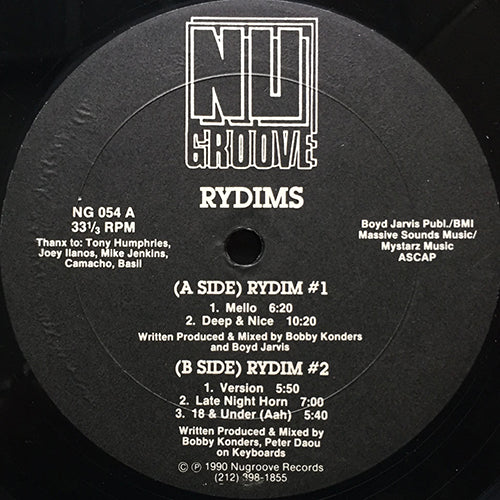 RYDIMS // RYDIMS #1 - MELLO (6:20) / DEEP & NICE (10:20) / RYDIMS #2 - VERSION (5:50) / LATE NIGHT HORN (7:00) / 18 & UNDER (5:40)