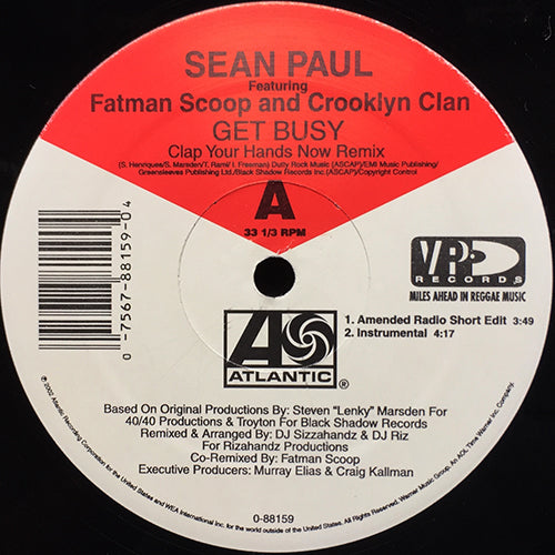 SEAN PAUL feat. FATMAN SCOOP & CROOKLYN CLAN // GET BUSY (CLAP YOUR HANDS NOW REMIX) (4VER)