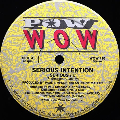 SERIOUS INTENTION // SERIOUS (6:47) / SERIOUS DUB (5:31)
