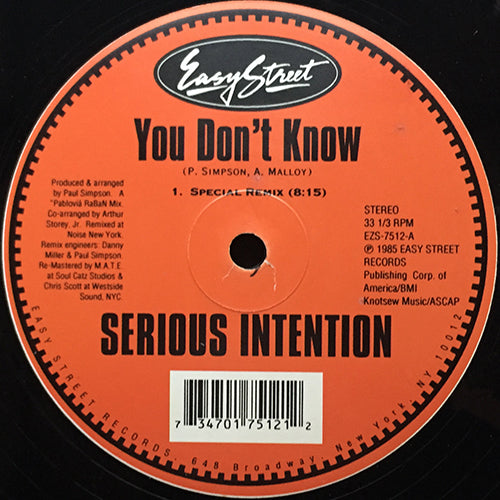 SERIOUS INTENTION // YOU DON'T KNOW (SPECIAL REMIX) (3VER) / ANTHONY KNOW'S (ACAPELLA MIX) (1:40)