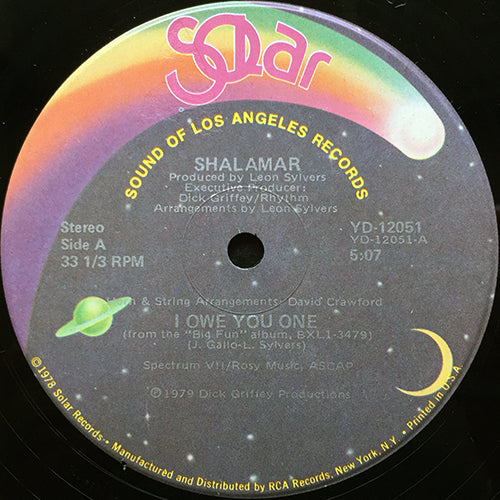 SHALAMAR // I OWE YOU ONE (5:07) / THE RIGHT TIME FOR US (5:53)