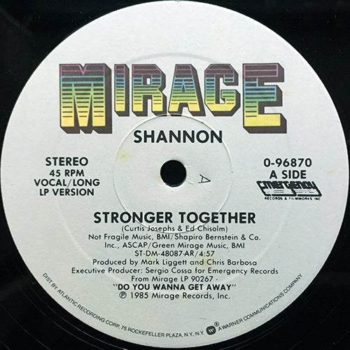 SHANNON // STRONGER TOGETHER (VOCAL / LONG LP VERSION) (4:57) / (DUB MIX) (5:03)