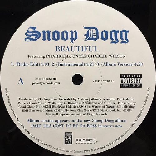 SNOOP DOGG feat. PHARRELL, UNCLE CHARLIE WILSON // BEAUTIFUL (3VER) / BALLIN' (2VER)