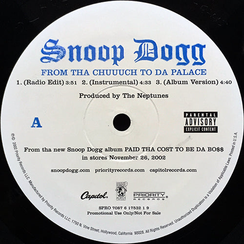 SNOOP DOGG // FROM THA CHUUUCH TO DA PALACE (3VER) / PAPER'D UP (2VER)