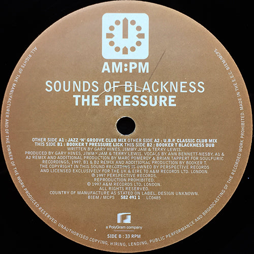 SOUNDS OF BLACKNESS // THE PRESSURE (JAZZ-N-GROOVE, BOOKER T & FRANKIE KNUCKLES REMIX) (9VER)