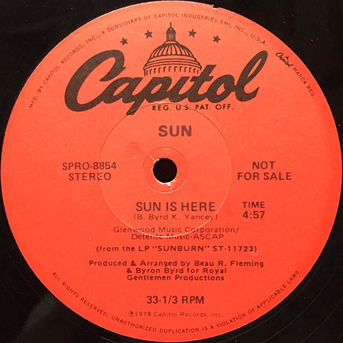 SUN / TAVARES // SUN IS HERE (4:57) / TIMBER (5:17) – next records japan
