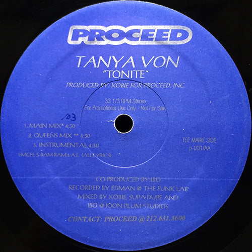 TANYA VON / OUTSIDAZ // TONITE (3VER) / RAIN OR SHINE (3VER)