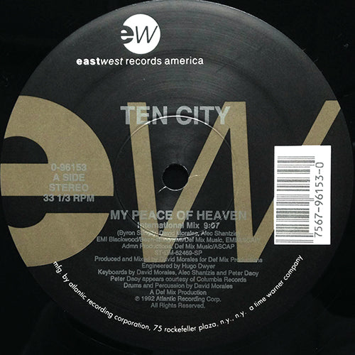 TEN CITY // MY PEACE OF HEAVEN (INTERNATIONAL MIX) (9:07) / (DEMO MIX) (6:47) / ONLY TIME WILL TELL (7:40)